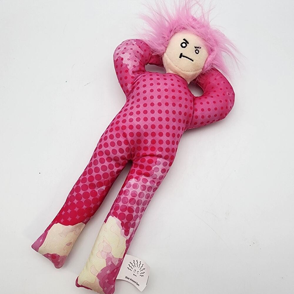 Aviniti Slap Around Sam Stress Relief Plush Toy 12" Pink Polkadot Dammit Doll